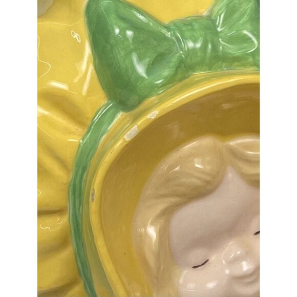 VTG BYRON MOLDS West Germany 10.5"x8.5" Ceramic Girl w/ Grandfather CLOCK *Read* - Picture 7 of 9